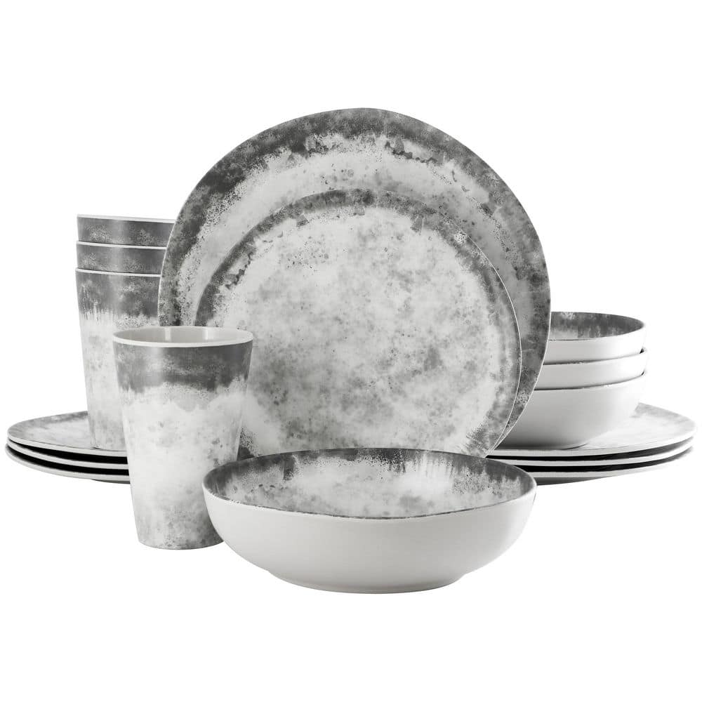 Stoneware Dinnerware Grey Stone Plates Gibson Elite Organic Decal