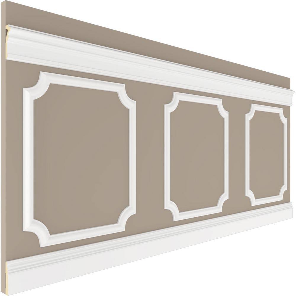 Adjustable White Polyurethane Scalloped Wainscot Paneling Kit