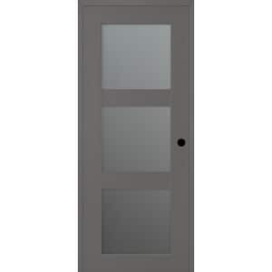 Vona 32 in. x 96 in. Left-Handed 3-Lite Frosted Glass Gray Matte Composite DIY-Friendly Single Prehung Interior Door