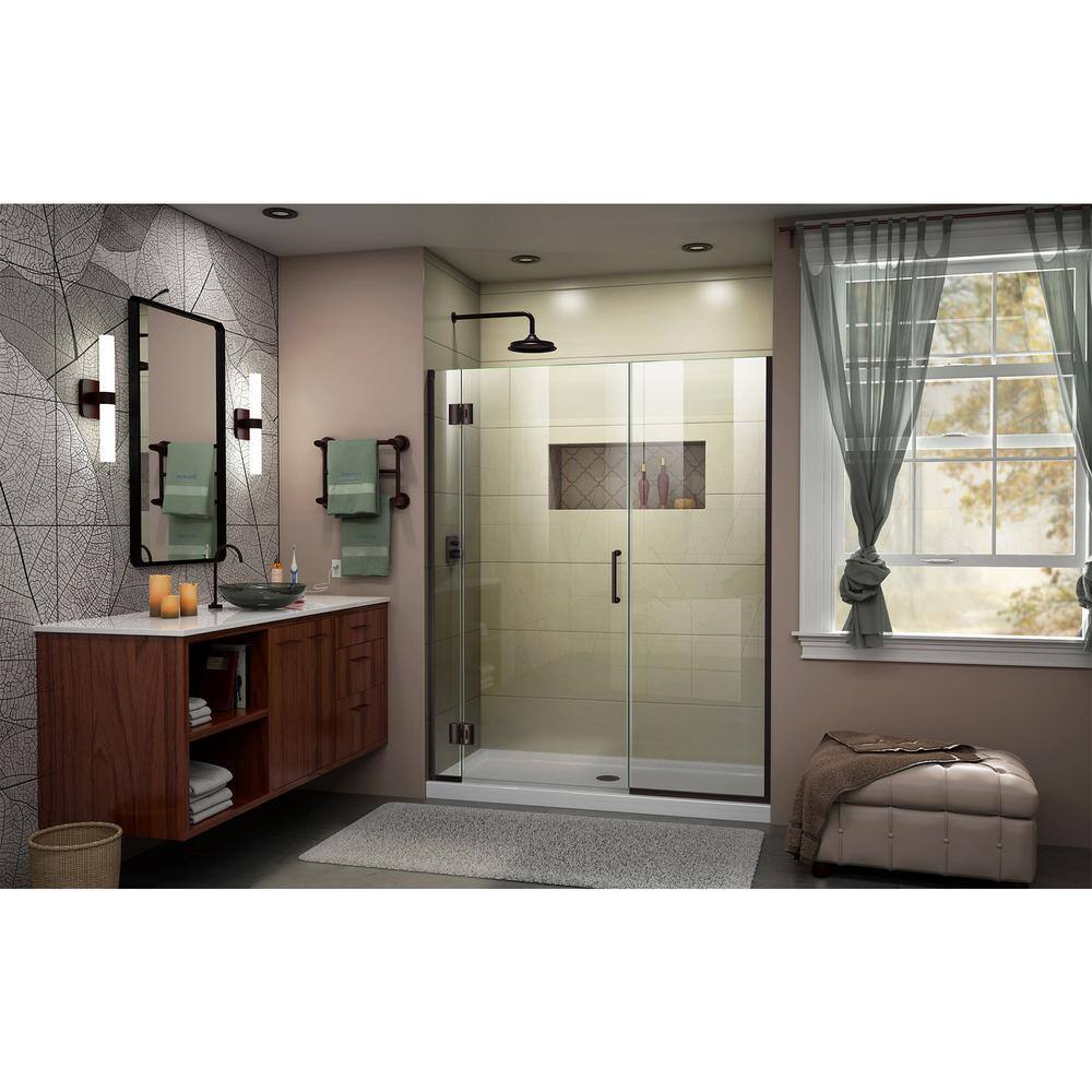 Unidoor-X 72" Frameless Hinged Shower Door with Clear Glass and Black Hardware