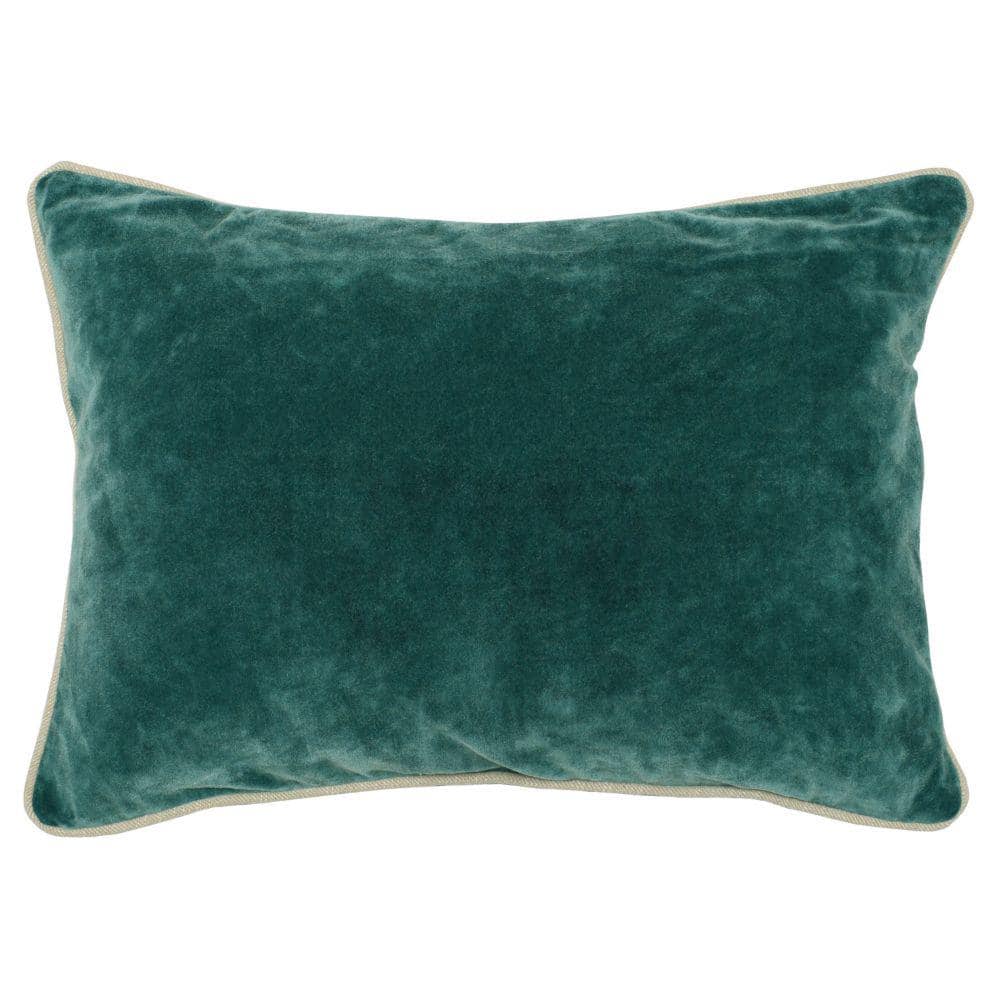 Benjara Teal Green Rectangular Fabric Throw Pillow with Solid Color and ...