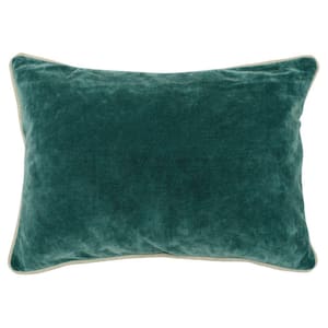 Teal Green Rectangular Fabric Throw Pillow with Solid Color and Piped Edge 5 in. L x 20 in. W x 14 in. H
