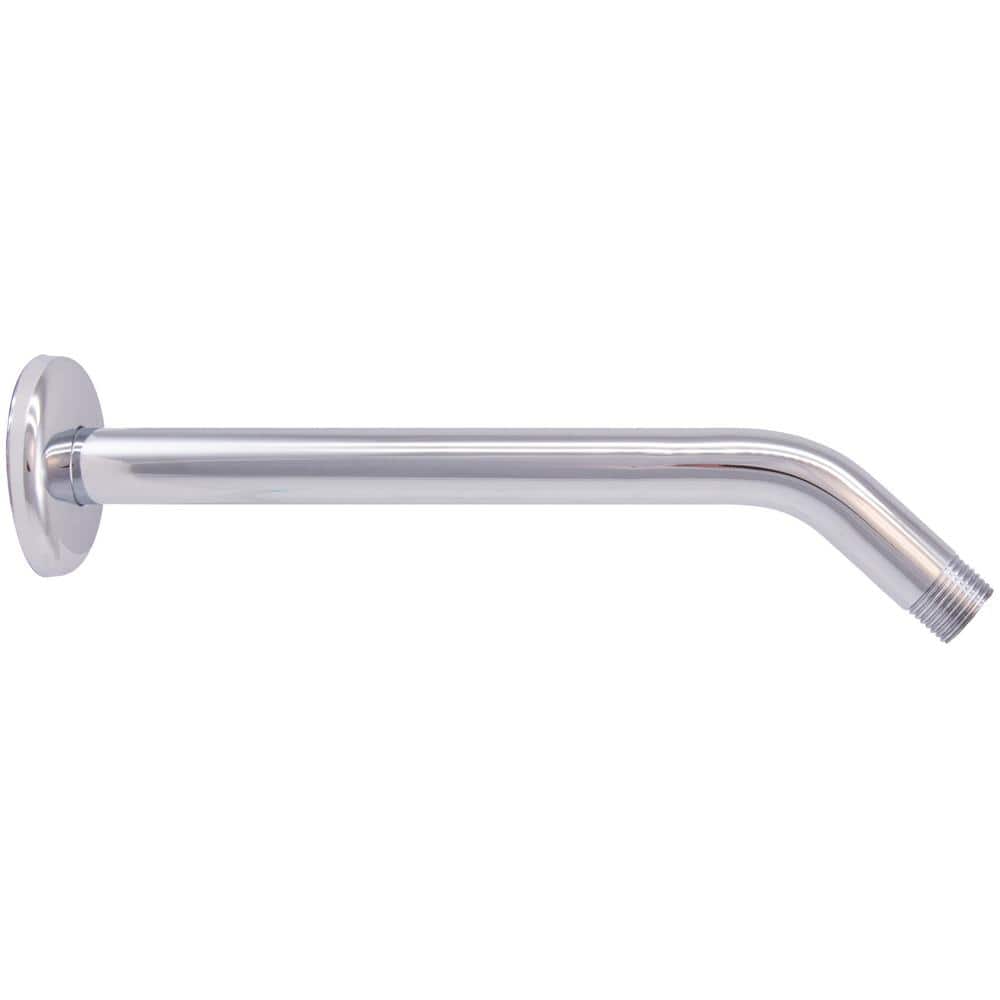 10" Polished Chrome Wall Mounted Shower Arm with Flange