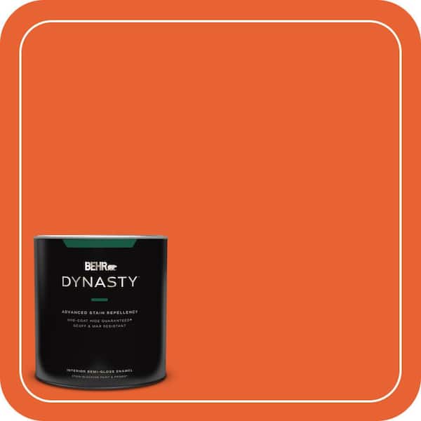BEHR DYNASTY 1 qt. #210B-7 Flame Semi-Gloss Enamel Interior Stain-Blocking Paint and Primer
