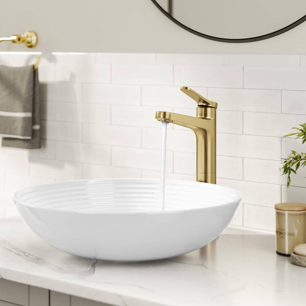 Indy Spot-Free Brushed Brass Single Handle Vessel Sink Faucet