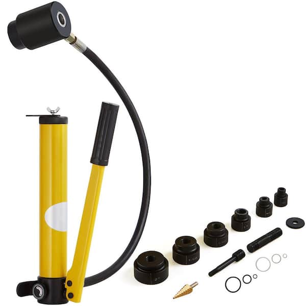 10 Ton Hydraulic Knockout Punch Kit, KO Tool Kit with 6 Punches for Metal, Brass & Plastic, 1/2 to 2 in. Hole Cutter Set