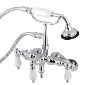 Vintage Adjustable Center 3-Handle Claw Foot Tub Faucet with Handshower in Chrome