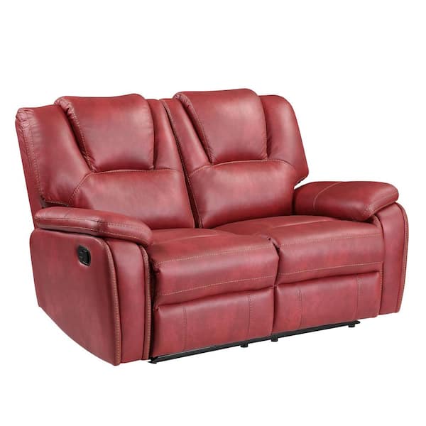 Steve Silver Katrine 62 In Red Faux Leather 2 Seater Manual Reclining Loveseat With Flared Arms Kt800lr The Home Depot Steve Silver Katrine 62 In Red Faux, Red Faux Leather Sofa And Loveseat