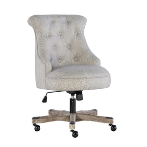 Sinclair Light Gray and White Dots Upholstered Fabric with Gray Wood Base Office Chair