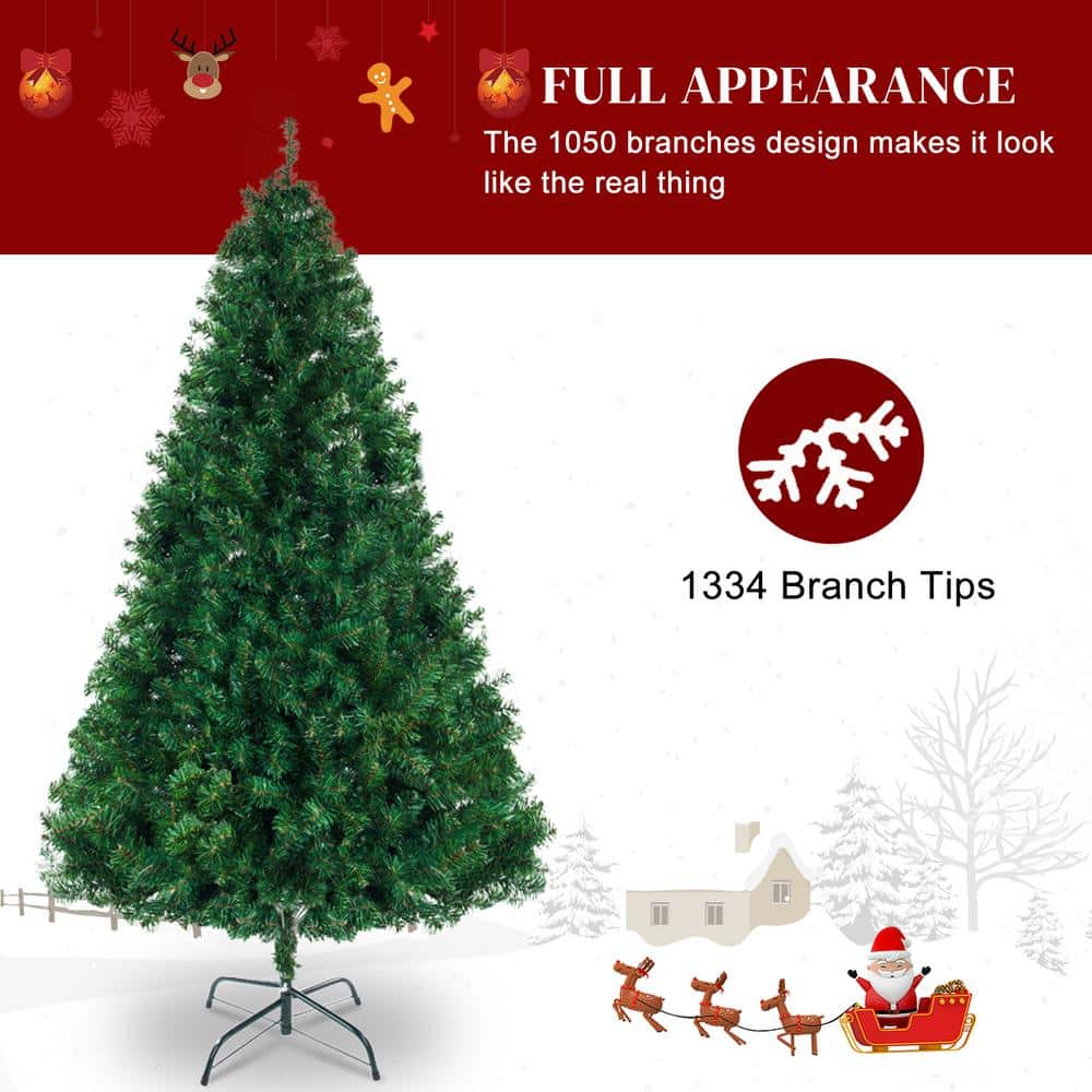 7-Foot Green PVC Full Unlit Christmas Tree with Metal Stand