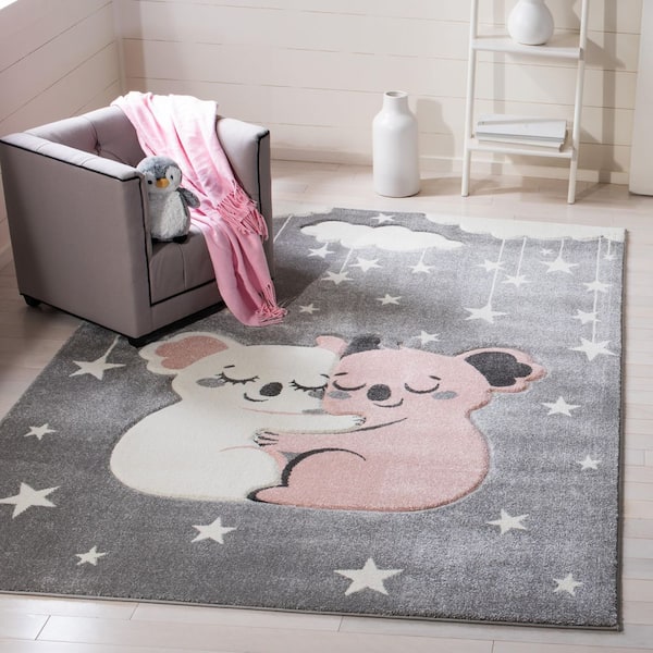 Carousel Kids 2 ft. x 3 ft. Gray/Ivory Stars Area Rug