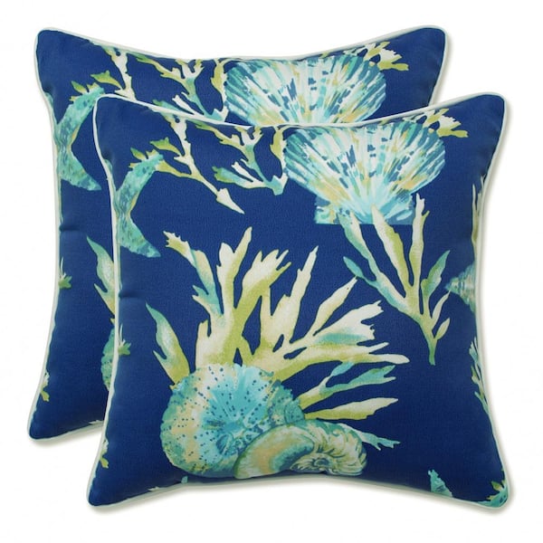Pillow Perfect Tropical Blue Square Outdoor Square Throw Pillow 2-Pack