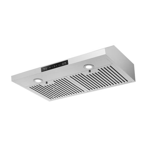 29.83 in. Ducted Under Cabinet Range Hood in Stainless Steel with One  Motor, LED Screen Finger Touch Control