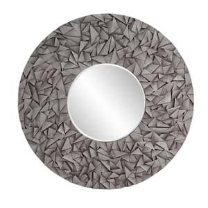 38 in. H x 38 in. W Medium Round Gray Wash Beveled Glass Contemporary Mirror