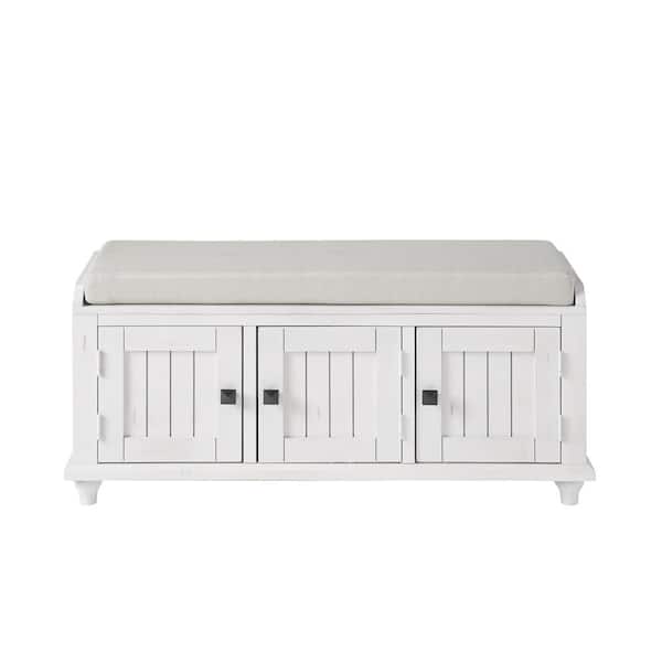 ATHMILE White Storage Bench 18.3 in. H x 42.1 in. W x 15.4 in. D