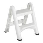 EZ Two Step Durable Folding Plastic Ladder Step Stool, White