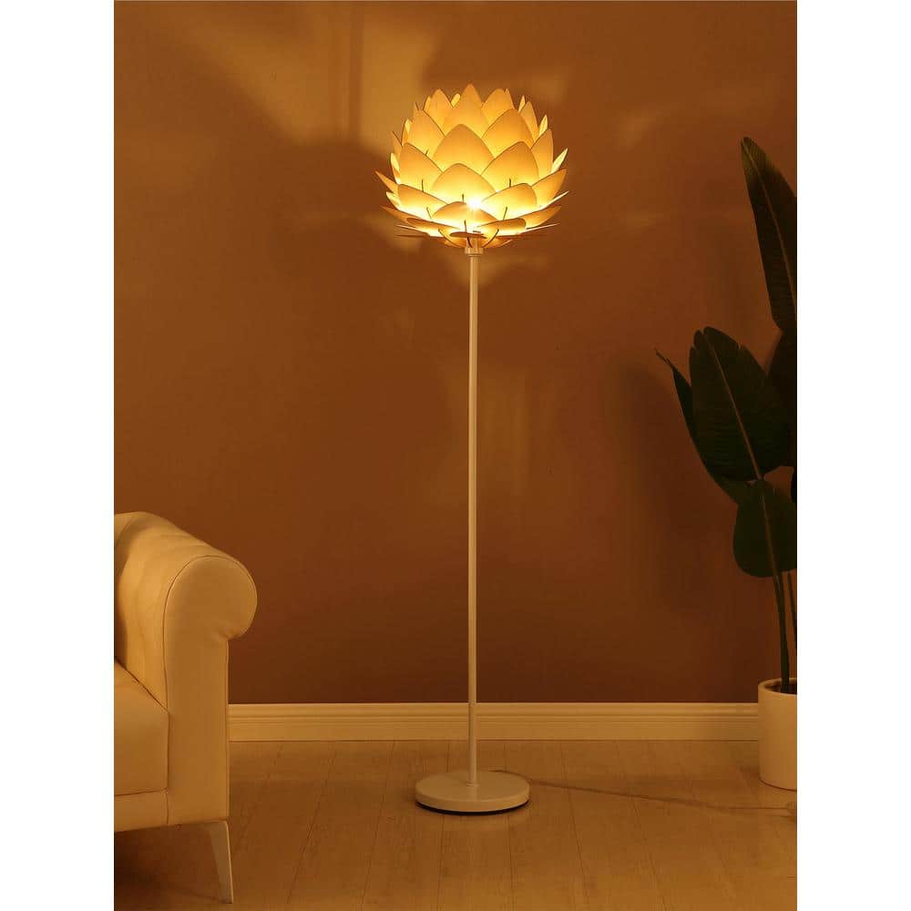 White 66" Torchiere Floor Lamp with Google Assistant for Kids