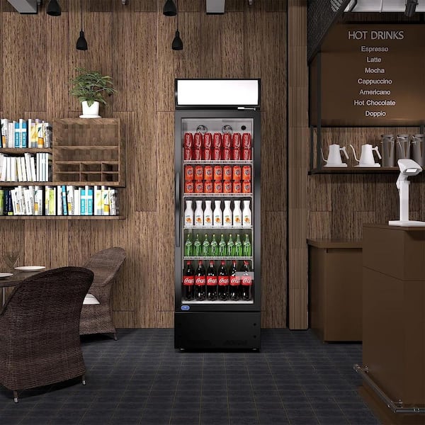 23 in. 11 cu. ft. Commercial Upright Merchandiser Refrigerator in Black with 1-Tempered Glass Door