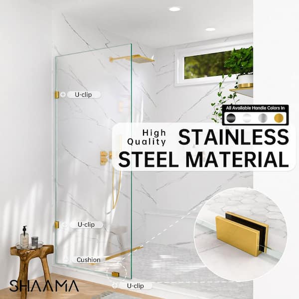SHAAMA Linea 34 in. W x 78 in. H Frameless Fixed Single Panel
