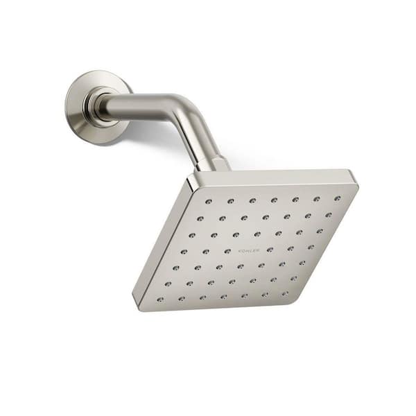 KOHLER Parallel 1-Spray Patterns 6 in. Wall Mounted Fixed Showerhead with 1.75 GPM in Vibrant Polished Nickel