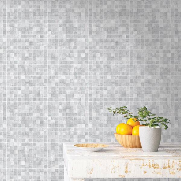 Tempaper Mosaic Tiles Grey Peel and Stick Wallpaper (Covers 56 sq. ft.)  HD598 - The Home Depot