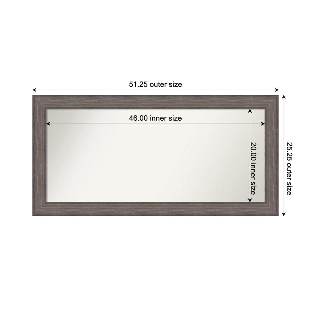 Country Barnwood 51.25 in. W. x 25.25 in. Custom Non-Beveled Wood Framed Bathroom Vanity Wall Mirror