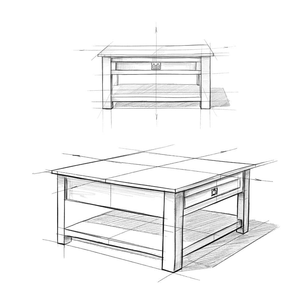 Farmhouse Gray 38" Square Acacia Wood Coffee Table with Storage