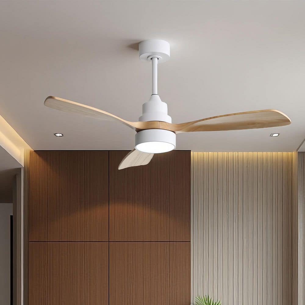 AuraVista 52 in. Indoor Oak Blades Ceiling Fan Chrome Housing with LED Light Bulbs and Remote Control price history on PriceWatchPro