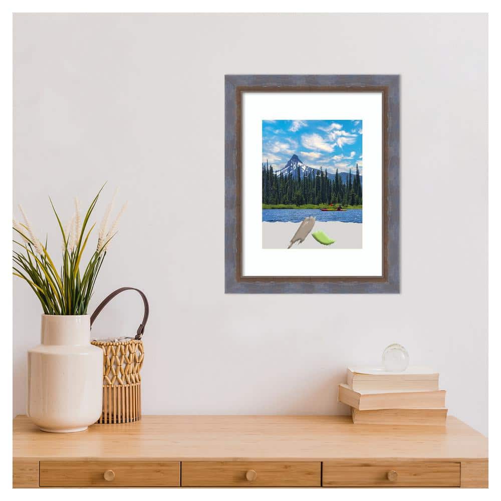 Two Tone Blue Copper Pine Wood Wall Picture Frame