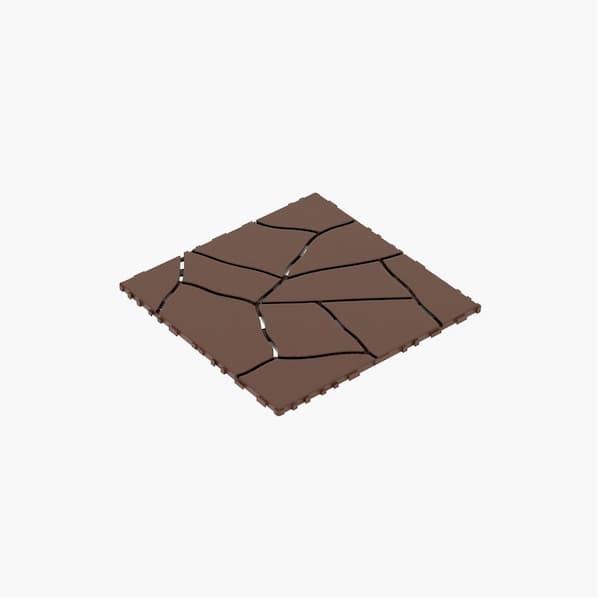 12 in. x 12 in. Brown Outdoor Modular Faux Stone Pattern Interlocking Deck Tile Floor Tile, DIY, 44-Pieces