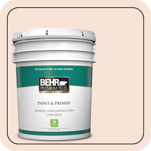 BEHR PREMIUM PLUS 5 gal. Home Decorators Collection #HDC-CT-12 Peach Rose Semi-Gloss Enamel Low Odor Interior Paint & Primer