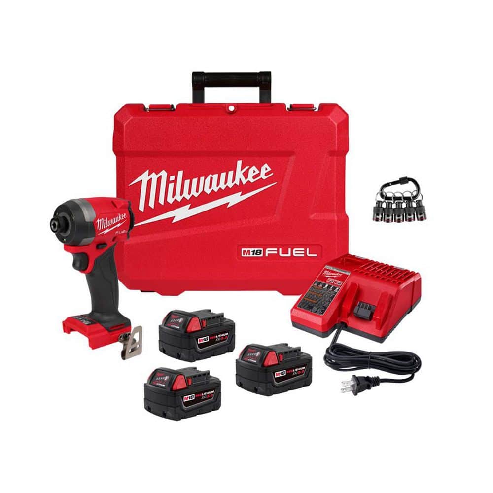 M18 FUEL 18V 1/4 in. Hex Impact Driver Kit w/ (3) 5. 0Ah Batteries, Hard Case with 5-Pc Carabiner Hex Holder price history on PriceWatchPro