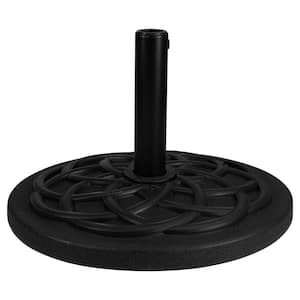 40 lbs. Flat Round Resin Stand for Patio Umbrella Base Black
