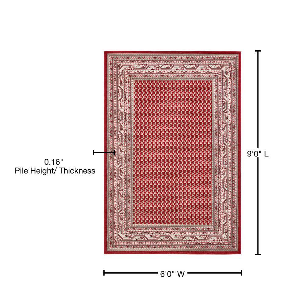 Red and Ivory Braided Synthetic 6' x 9' Rectangular Area Rug