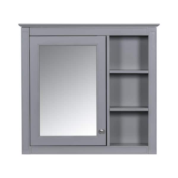 Avex Grey 30 in. W x 28 in. H Rectangular MDF Medicine Cabinet with Mirror