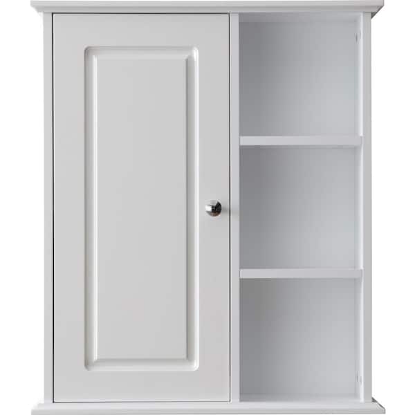 Simpli Home Acadian 23.6-in x 28-in x 10-in White Soft Close Bathroom Wall Cabinet
