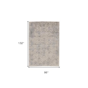8 x 11 Gray and Ivory Abstract Area Rug