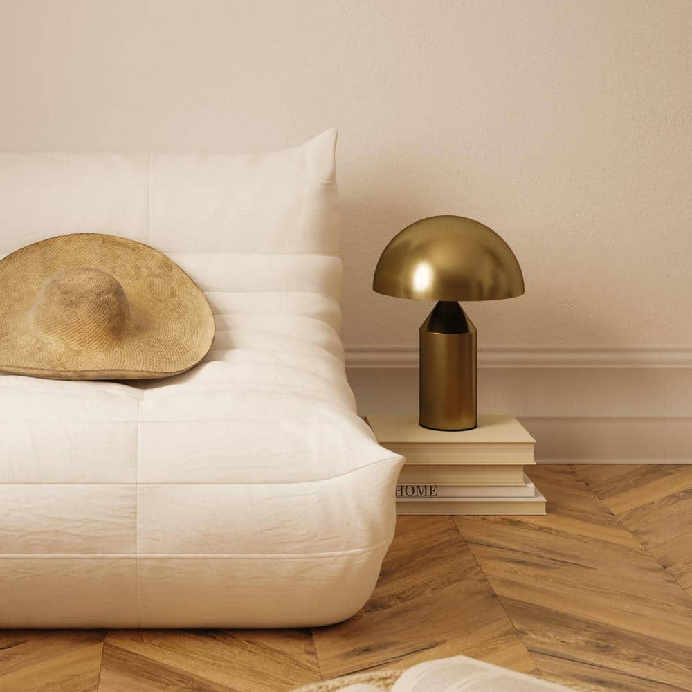 Antique Brass 15" Modern Mushroom LED Table Lamp