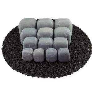 Ceramic Fire Squares in Light Gray Mixed in Other Fire Pit and Fireplace Outdoor Heating Accessory (13-Pack)
