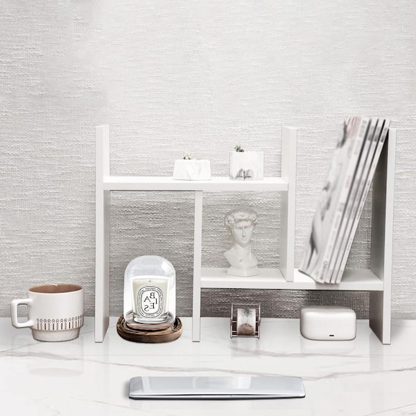 White 23.5 in. x 14 in. Wood Minimal Desk Organizer Shelf