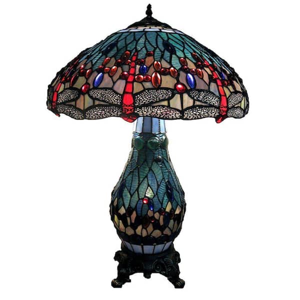 Warehouse of Tiffany Dragonfly 26 in. Antique Brass Table Lamp