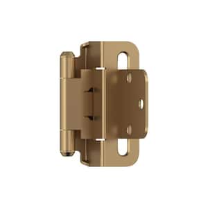 Champagne Bronze 3/8 in (10 mm) Inset Self Closing, Partial Wrap Cabinet Hinge (2-Pack)