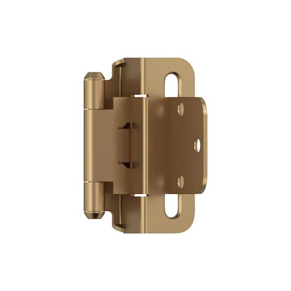 Amerock Champagne Bronze 3/8 in (10 mm) Inset Self Closing, Partial Wrap Cabinet Hinge (2-Pack)