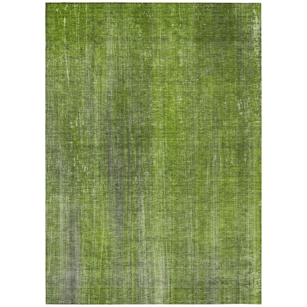 HomeRoots Green 3 ft. x 5 ft. Woven Striped Rectangle Indoor/Outdoor Area Rug