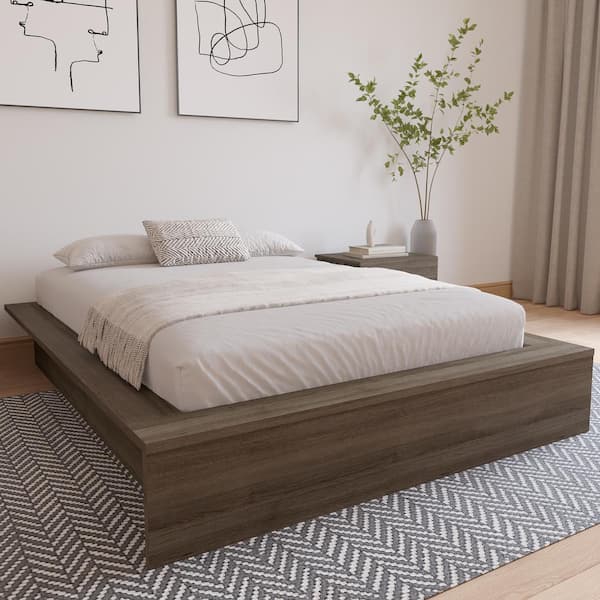 Nexera James Gray Wood Frame Full Size Platform Bed