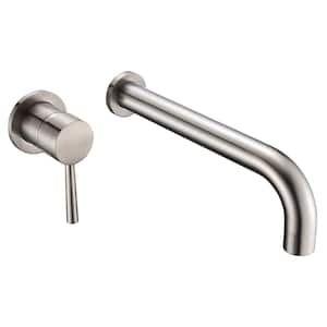 Modern Left-Handed Single Handle Wall Mount Roman Tub Faucet with Spot Resistant in Brushed Nickel