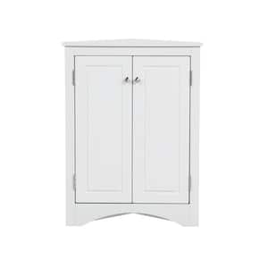 17.2 in. W x 17.2 in. D x 31.5 in. H White MDF Freestanding Triangle Bathroom Linen Cabinet with Adjustable Shelves