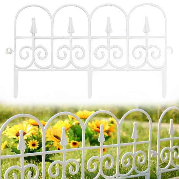 Agfabric 23 in. W x 9 in. H White PVC Vintage Style Decorative Border Fence(4 Pieces)