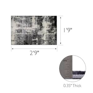Allerick Vintage Monochromatic Gray Faded 2 ft. x 3 ft. Abstract Polypropylene Accent Area Rug
