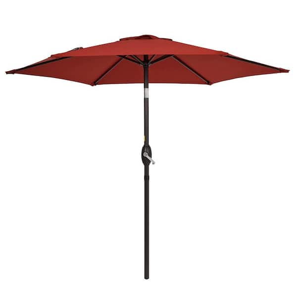 7.5 ft. Patio Market Crank and Tilt Umbrellas, Table Umbrellas,UV-Resistant Canopy in Chili Red